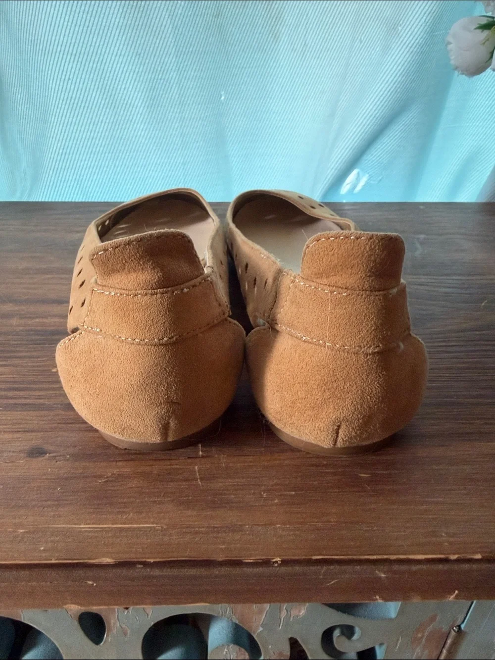 Sold- Nine West Camel Suede Studded Ballet Flats